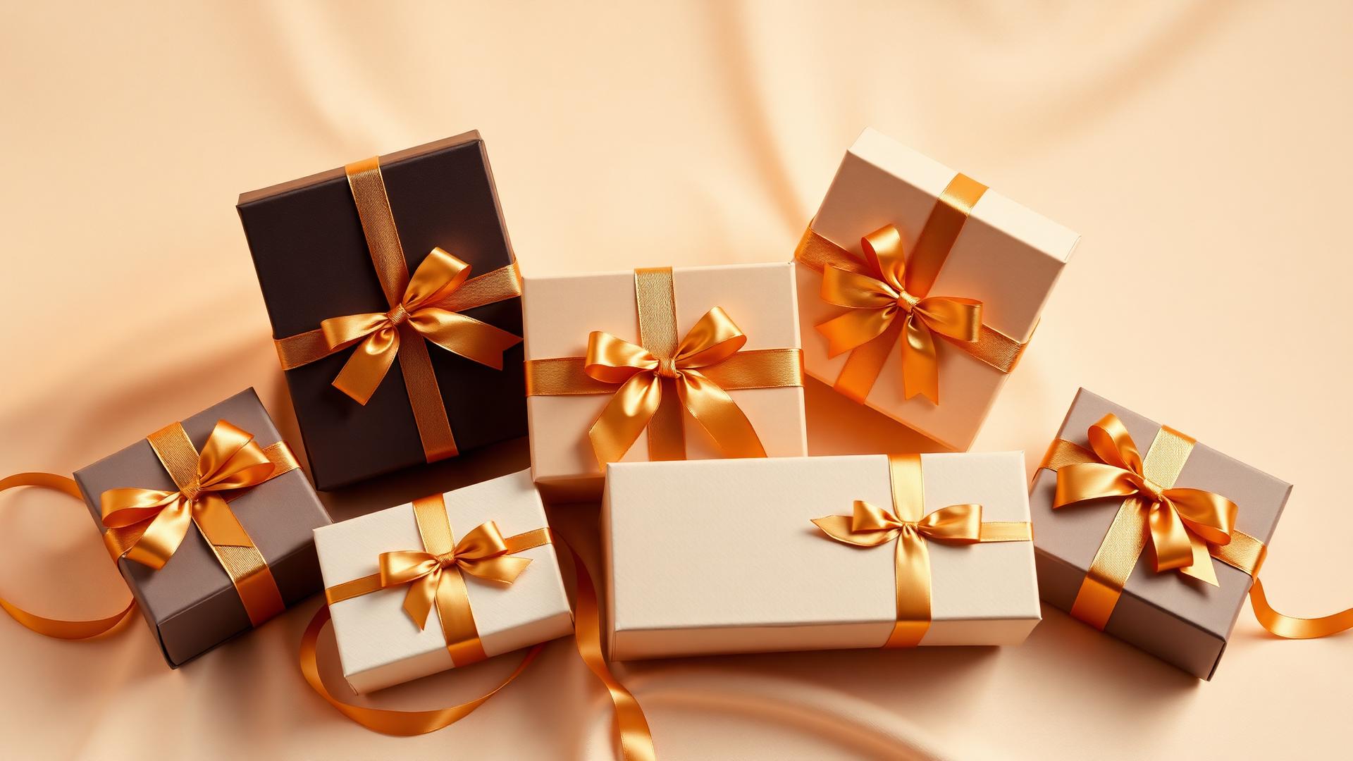 Curated gift boxes with ribbons